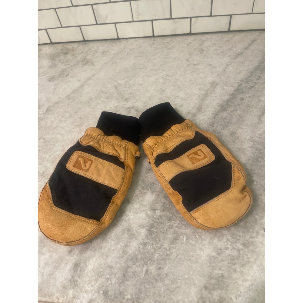 Flylow Mittens Mens M Tan Oven Mitt Pigskin Leather Ski Snowboard Insulated